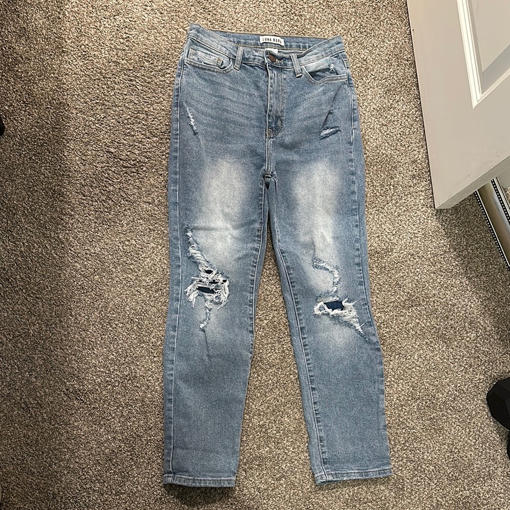 Distressed Blue Jeans